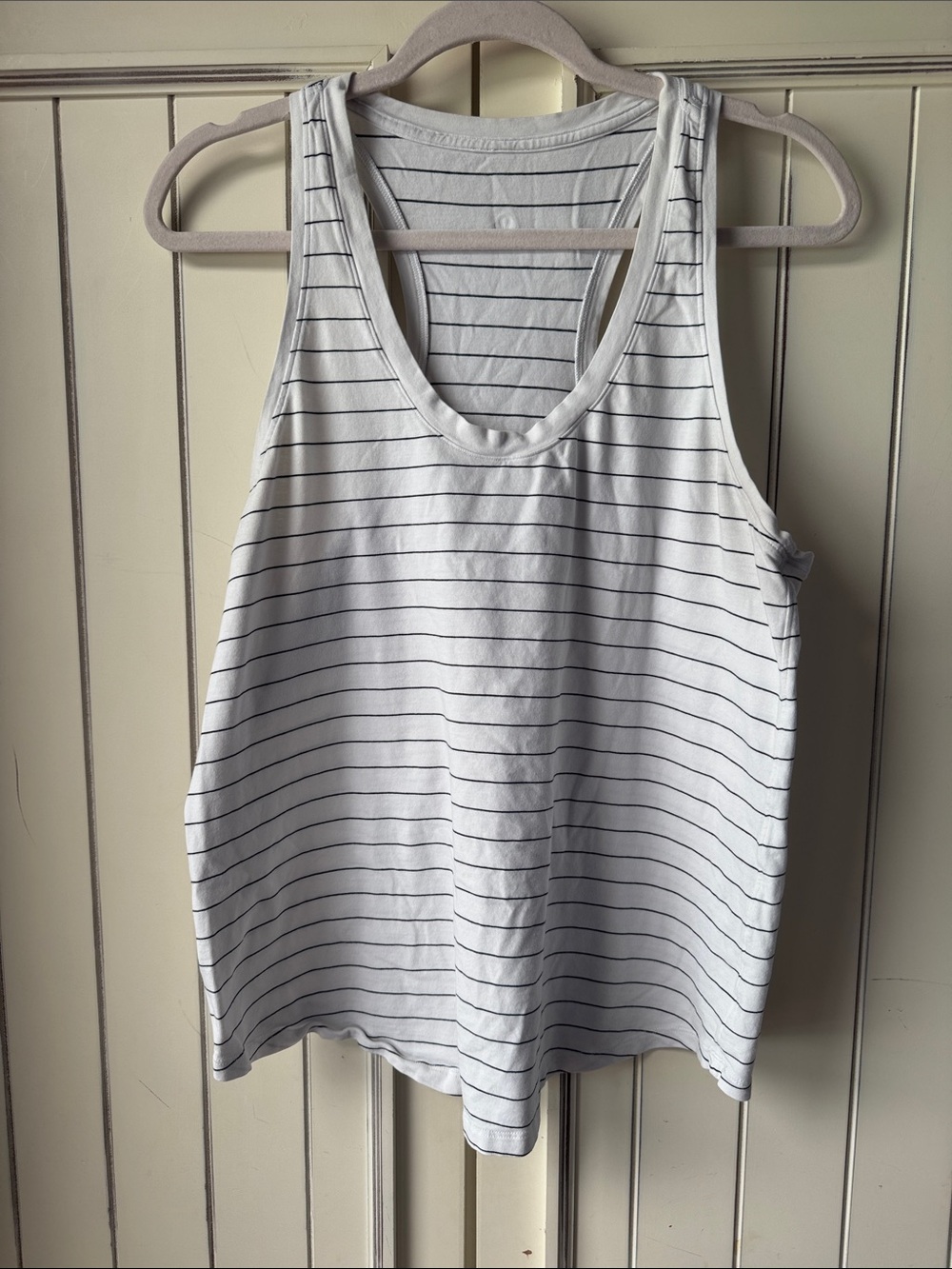 Lululemon White & black Striped Racerback Tank Top